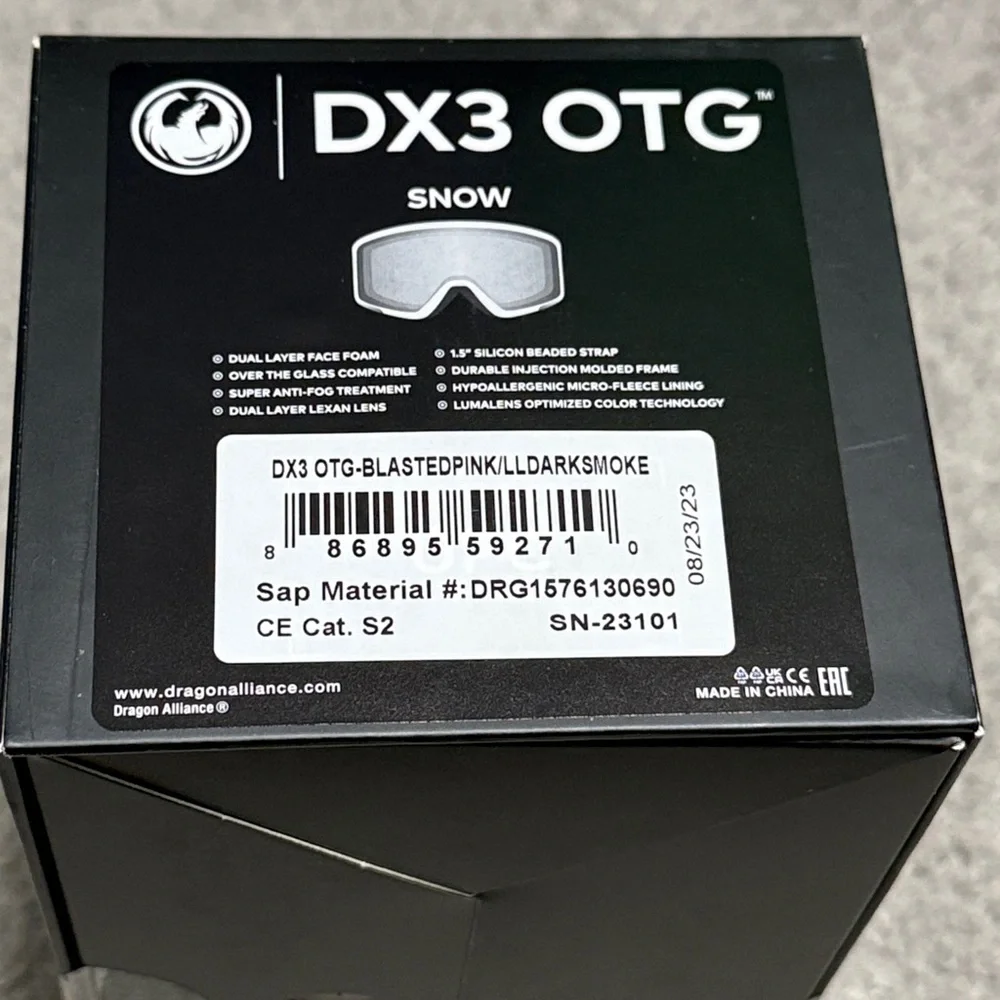 New Dragon DX3 OTG Snow Goggles Blasted Pink/Lumalens Dark Smoke